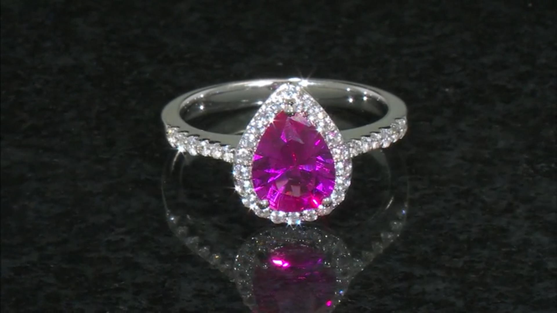 Pink Lab Created Sapphire Rhodium Over Sterling Silver Ring Set