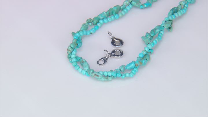 Blue Sleeping Beauty Turquoise Rhodium Over Silver Chip Necklace with Additional Magnetic Clasp Video Thumbnail