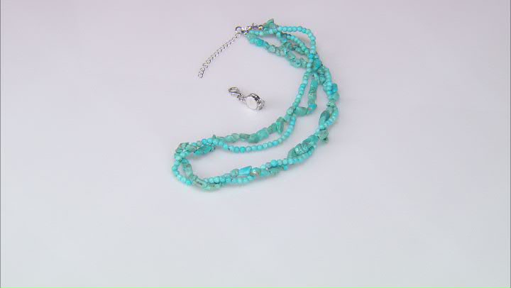 Blue Sleeping Beauty Turquoise Rhodium Over Silver Chip Necklace with Additional Magnetic Clasp Video Thumbnail