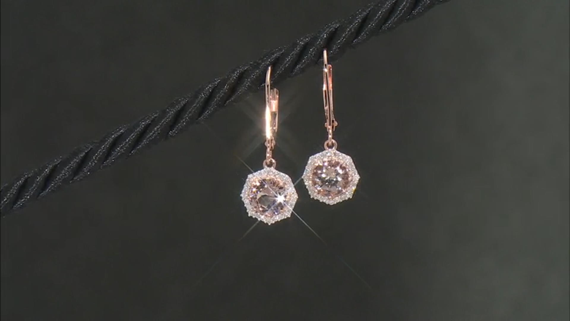 Peach Morganite Diamond 10k Rose Gold Earrings 1.44ctw Video Thumbnail