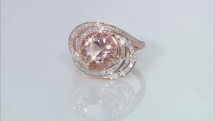Peach Cor-de-Rosa Morganite 10k Rose Gold Ring 3.27ctw Video Thumbnail