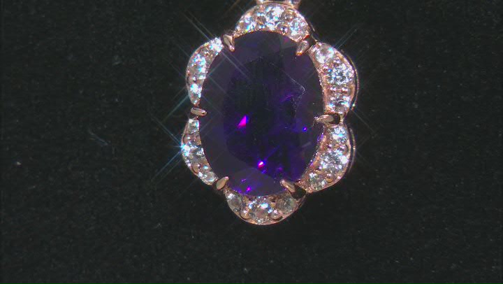 Purple Amethyst 10k Rose Gold Pendant With Chain 1.22ctw Video Thumbnail