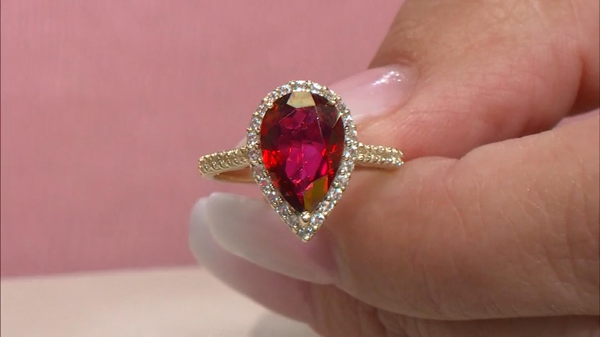 Red Peony Color Topaz 10k Yellow Gold Ring 3.34ctw Video Thumbnail