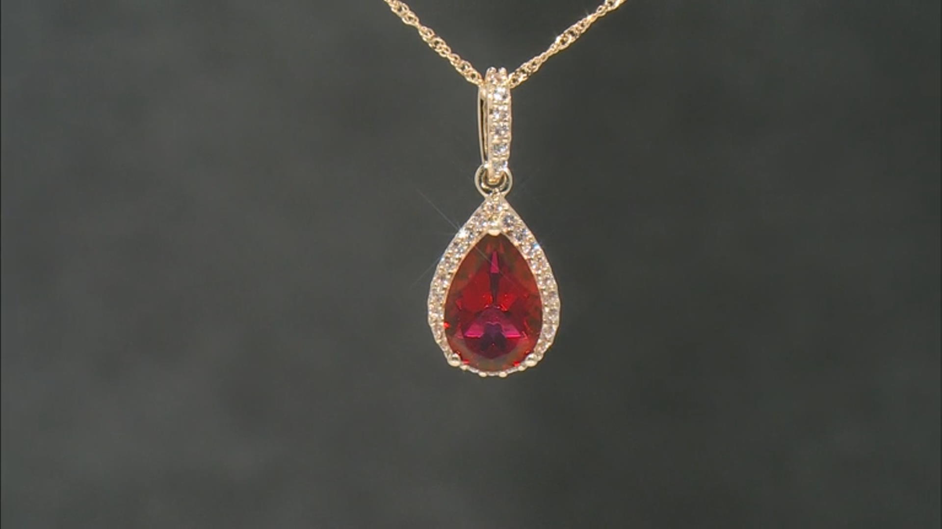 Red Peony Color Topaz 10k Yellow Gold Pendant With Chain 3.27ctw Video Thumbnail