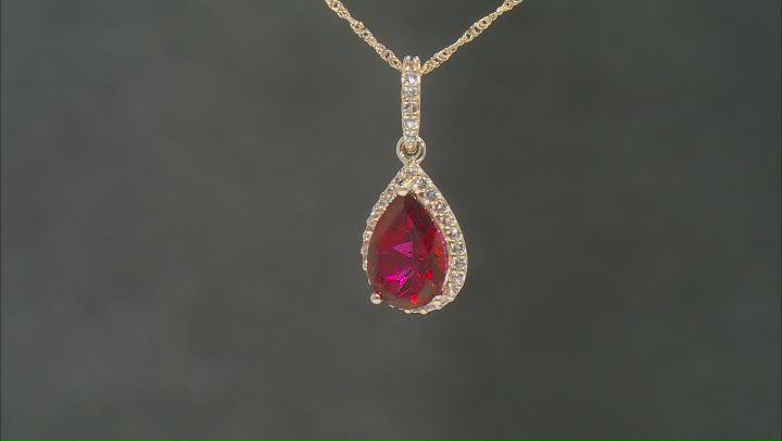 Red Peony Color Topaz 10k Yellow Gold Pendant With Chain 3.27ctw Video Thumbnail