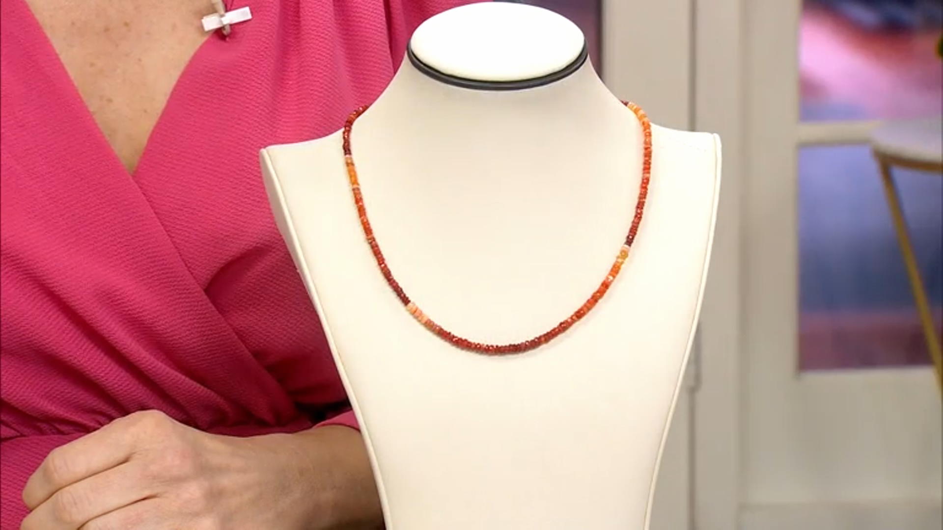 Orange Fire Opal 14k Yellow Gold Beaded Necklace Video Thumbnail