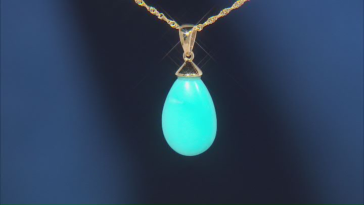 Blue Sleeping Beauty Turquoise 14k Yellow Gold Pendant With Chain Video Thumbnail