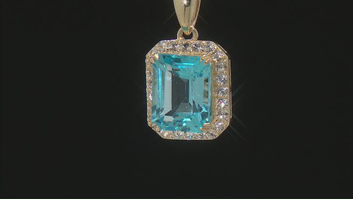Swiss Blue Topaz 10k Yellow Gold Pendant With Chain 3.94ctw Video Thumbnail