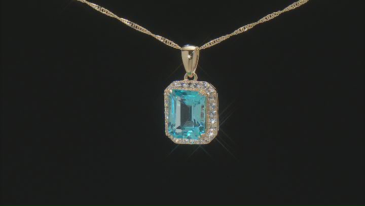 Swiss Blue Topaz 10k Yellow Gold Pendant With Chain 3.94ctw Video Thumbnail