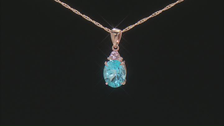 Swiss Blue Topaz 10k Rose Gold Pendant With Chain 2.95ctw Video Thumbnail