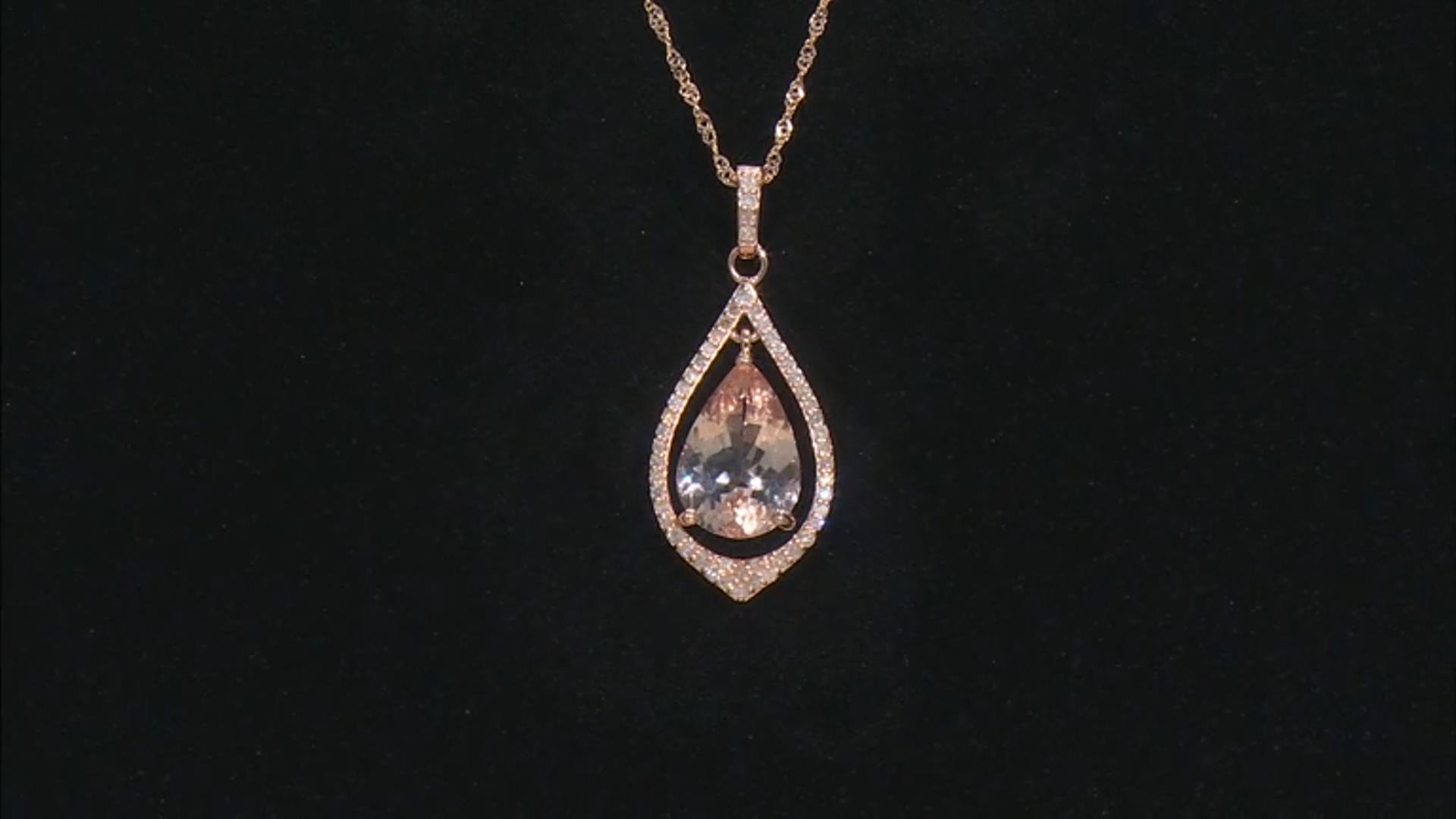 Peach Morganite 14k Rose Gold Pendant With Chain 3.14tw Video Thumbnail