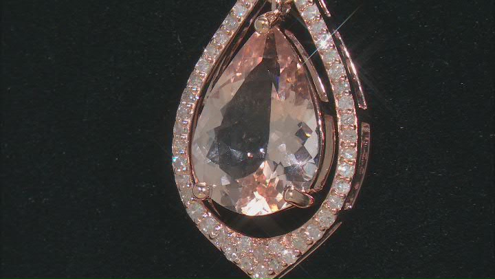 Peach Morganite 14k Rose Gold Pendant With Chain 3.14tw Video Thumbnail