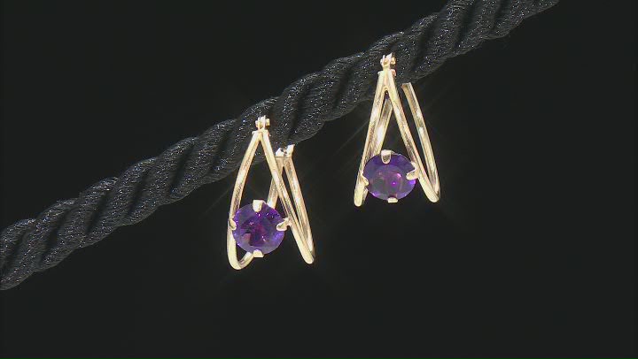 Purple African Amethyst 10k Yellow Gold Earrings 1.33ctw Video Thumbnail