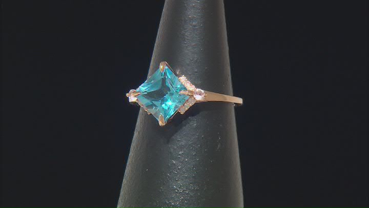 Princess Cut Swiss Blue Topaz 10k Rose Gold Ring 2.72ctw Video Thumbnail
