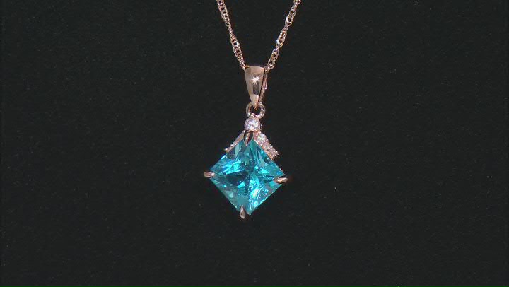 Swiss Blue Topaz 10k Rose Gold Pendant With Chain 2.63ctw Video Thumbnail