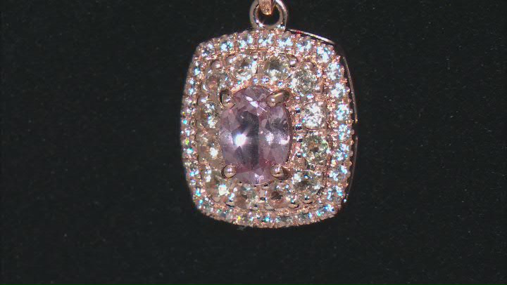 Pink Color Shift Garnet 10k Rose Gold Pendant With Chain 1.84ctw Video Thumbnail