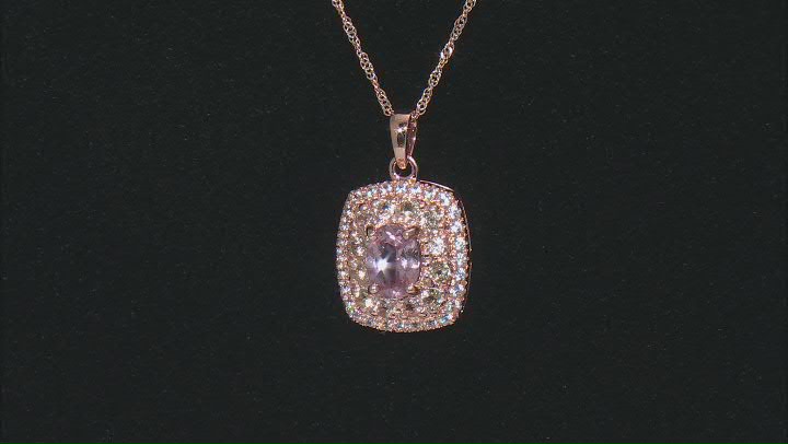 Pink Color Shift Garnet 10k Rose Gold Pendant With Chain 1.84ctw Video Thumbnail