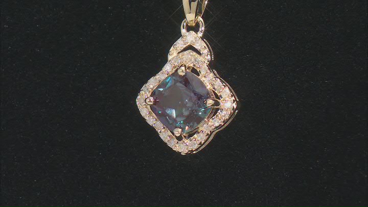 Blue Lab Alexandrite 10k Yellow Gold Pendant With Chain 1.85ctw Video Thumbnail
