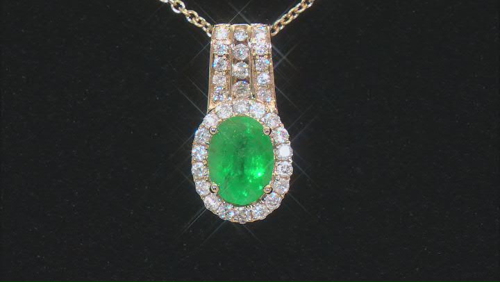 Green Emerald 14k Yellow Gold Pendant With Chain 1.37ctw Video Thumbnail