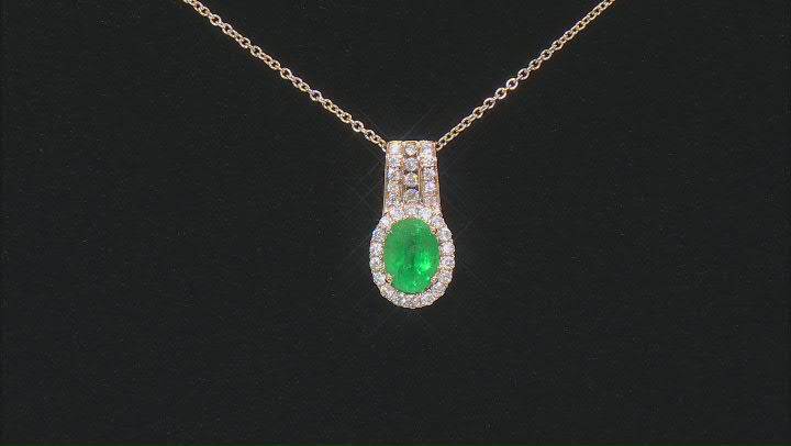 Green Emerald 14k Yellow Gold Pendant With Chain 1.37ctw Video Thumbnail