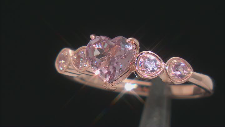 Pink Color Shift Garnet 10k Rose Gold Heart Ring 0.92ctw Video Thumbnail