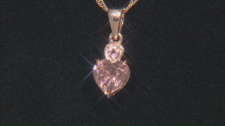 Pink Color Shift Garnet 10k Rose Gold Heart Pendant With Chain 0.79ctw Video Thumbnail