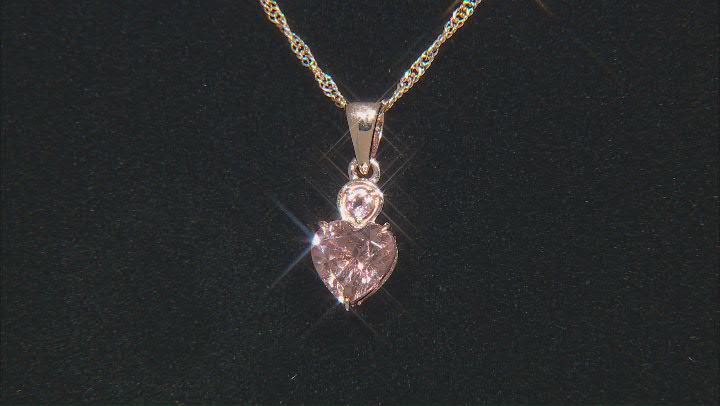 Pink Color Shift Garnet 10k Rose Gold Heart Pendant With Chain 0.79ctw Video Thumbnail