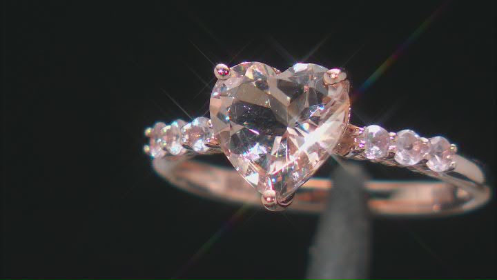 Peach Morganite 10k Rose Gold Heart Ring 1.64ctw Video Thumbnail