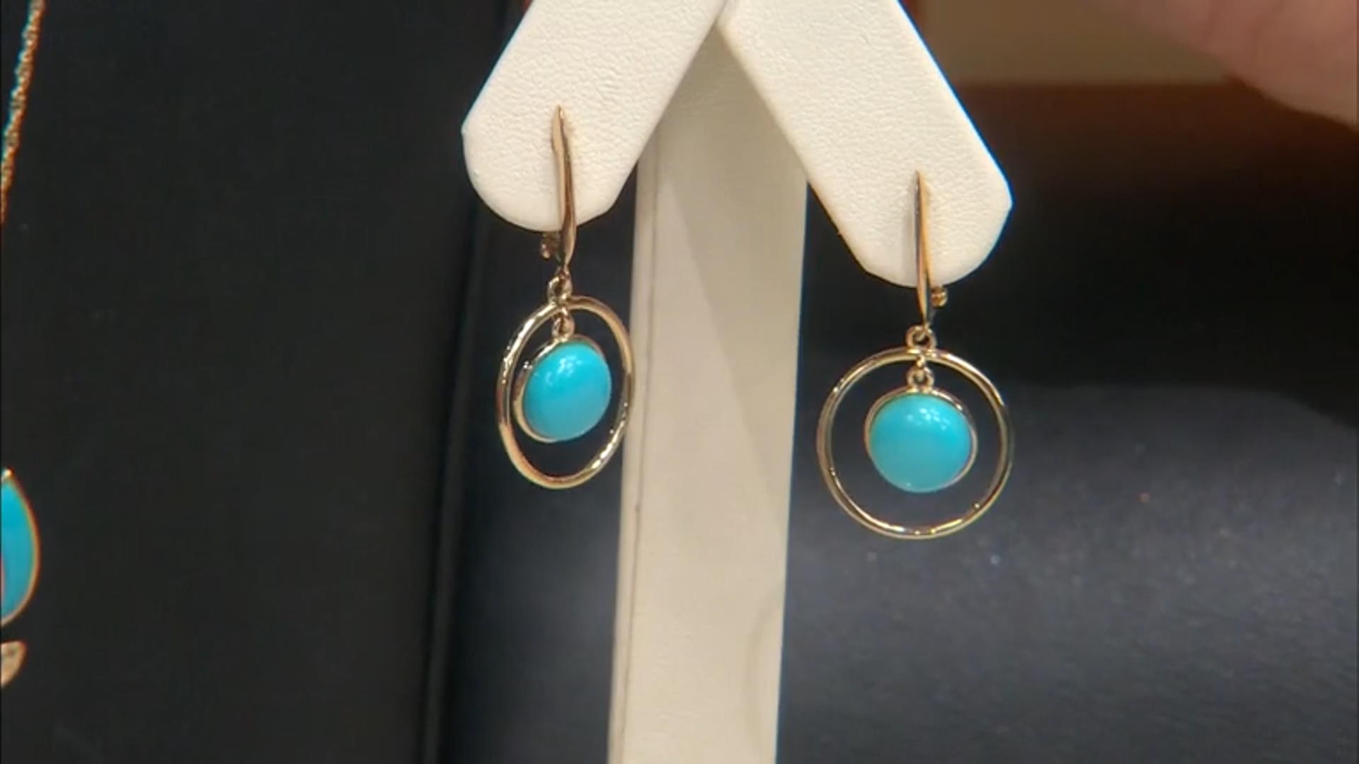 Blue Sleeping Beauty Turquoise 14k Yellow Gold Earrings Video Thumbnail