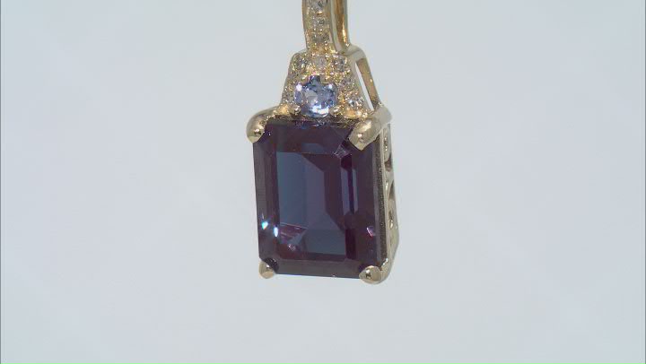 Blue Lab Created Alexandrite 10k Yellow Gold Pendant with Chain 4.00ct Video Thumbnail