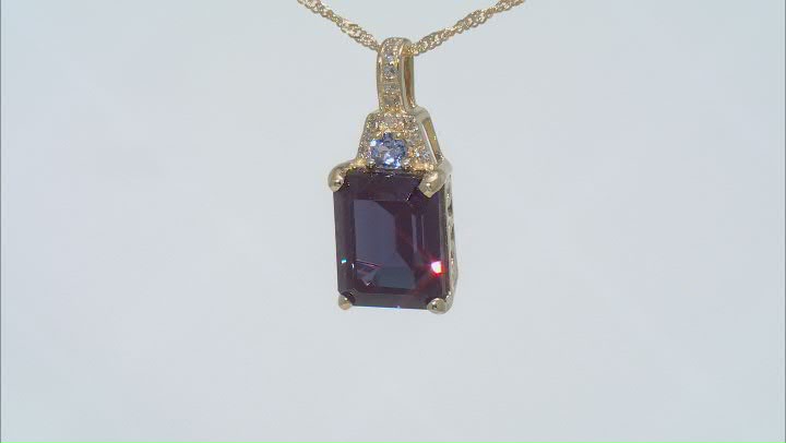 Blue Lab Created Alexandrite 10k Yellow Gold Pendant with Chain 4.00ct Video Thumbnail