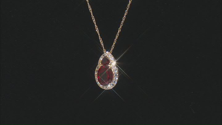Red Peony Color Topaz 10k Yellow Gold Pendant with Chain 2.45ctw Video Thumbnail