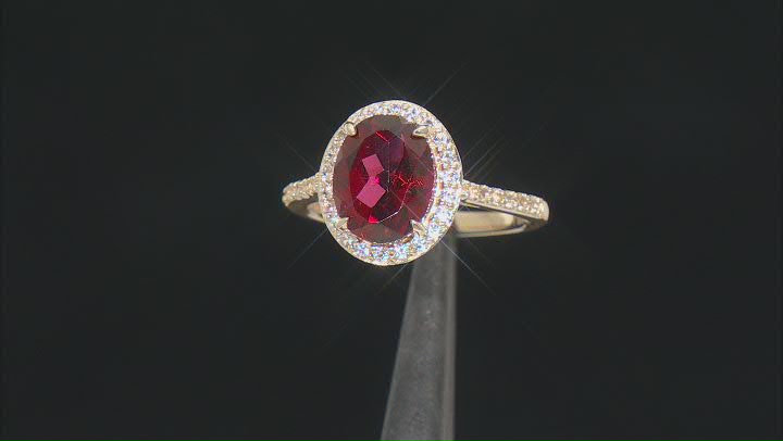 Red Peony Color Topaz 10k Yellow Gold Ring 3.05ctw Video Thumbnail