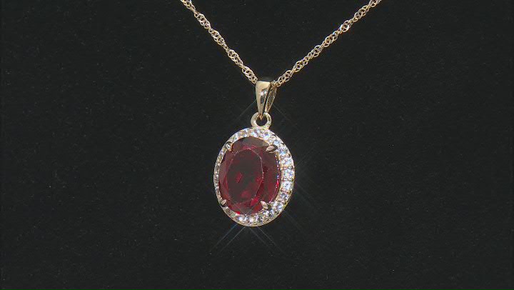 Red Peony Color Topaz 10k Yellow Gold Pendant with Chain 2.94ctw Video Thumbnail