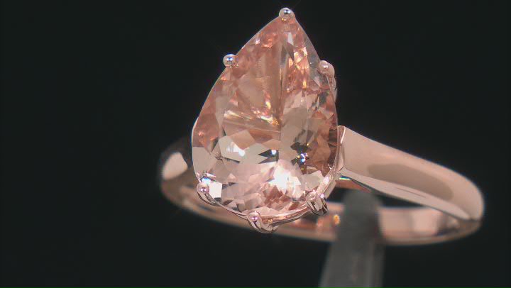 Peach Morganite 14k Rose Gold Ring 2.97ct Video Thumbnail