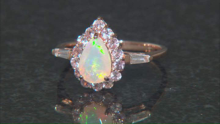 Multi Color Opal 10k Rose Gold Ring 1.49ctw Video Thumbnail