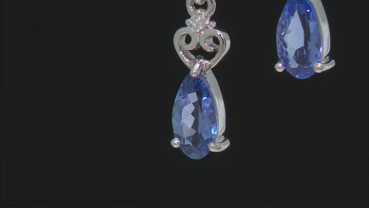 Blue Tanzanite Rhodium Over 10k White Gold Dangle Earrings 1.19ctw Video Thumbnail