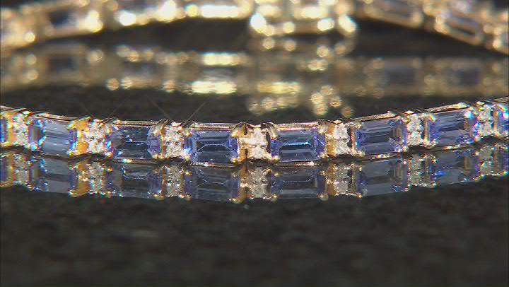 Blue Tanzanite and White Diamond 14k Yellow Gold Bracelet 6.16ctw Video Thumbnail