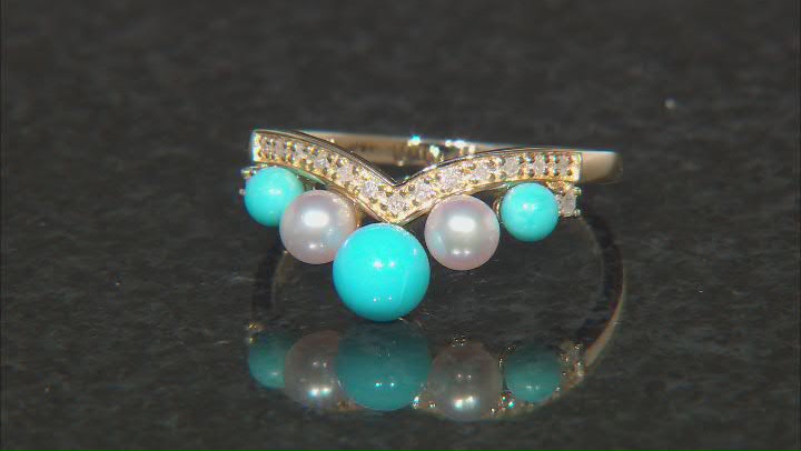 Blue Sleeping Beauty Turquoise 14k Yellow Gold Band Ring Video Thumbnail