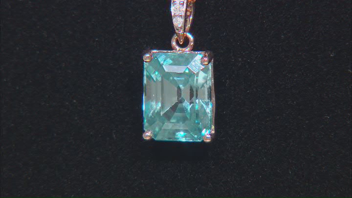 Blue Zircon 10k Rose Gold Pendant With Chain 3.01ctw Video Thumbnail