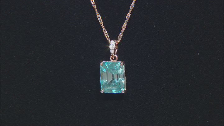Blue Zircon 10k Rose Gold Pendant With Chain 3.01ctw Video Thumbnail