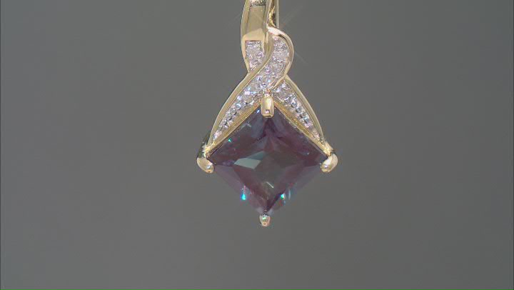 Blue Lab Created Alexandrite 10k Yellow Gold Pendant with Chain 1.93ctw Video Thumbnail
