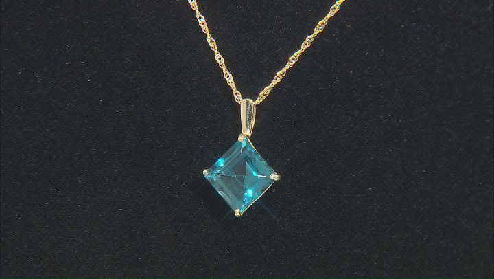 London Blue Topaz 10K Yellow Gold Solitaire Pendant With Chain 2.48ct Video Thumbnail
