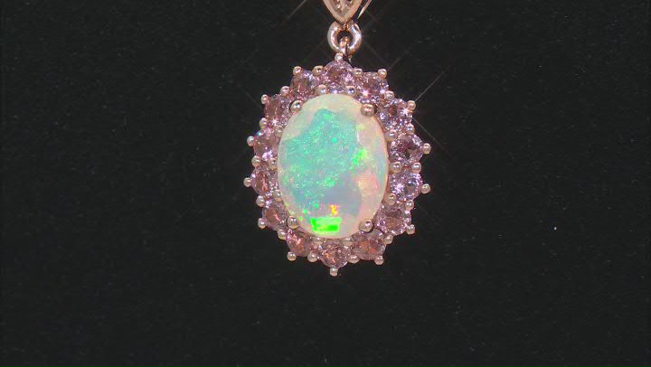Ethiopian Opal 10k Rose Gold Pendant With Chain 1.37ctw Video Thumbnail