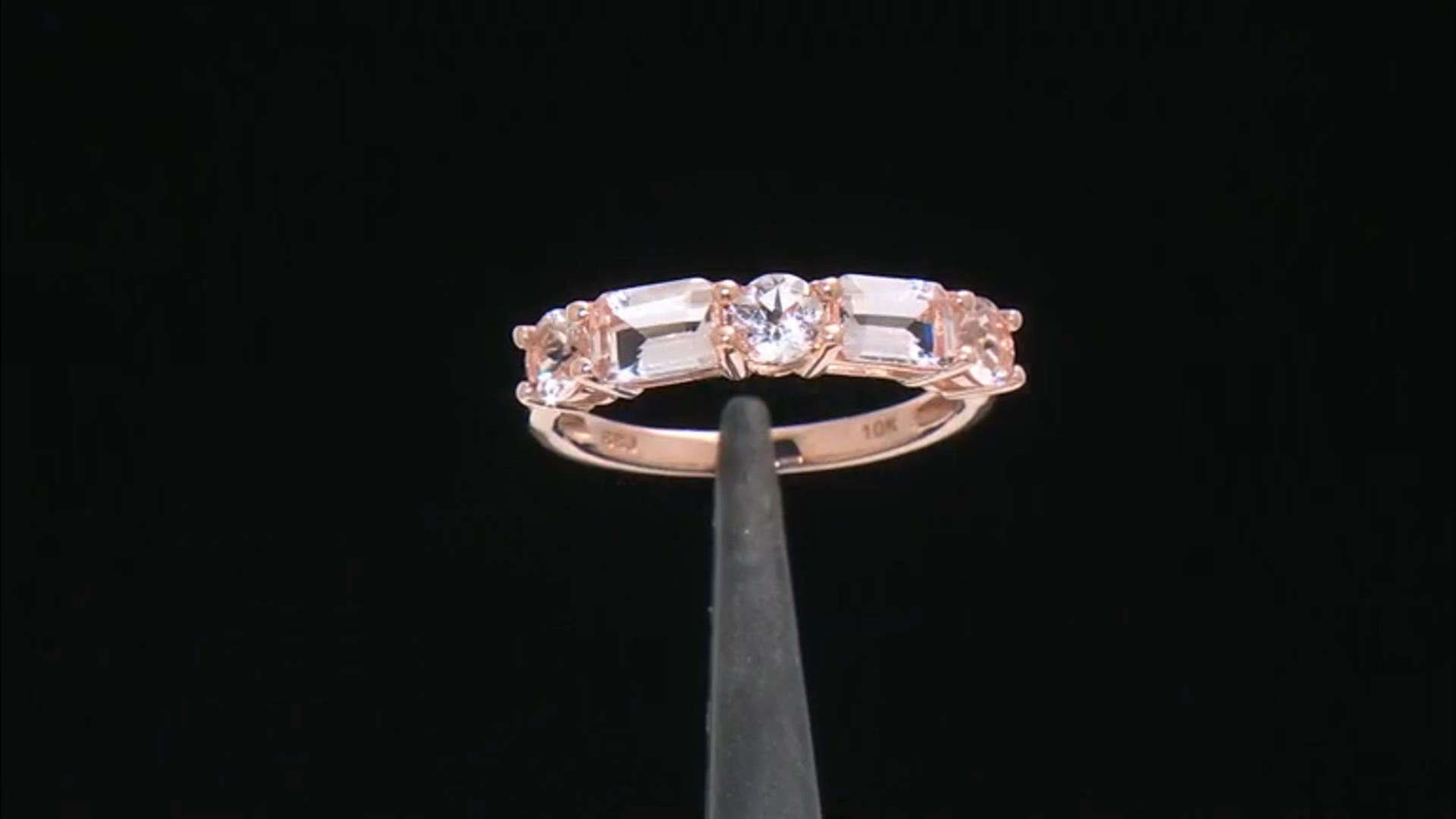 Peach Morganite 10k Rose Gold Band Ring 1.33ctw Video Thumbnail