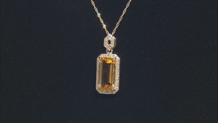 Golden Citrine 10k Yellow Gold Pendant With Chain 4.18ctw Video Thumbnail