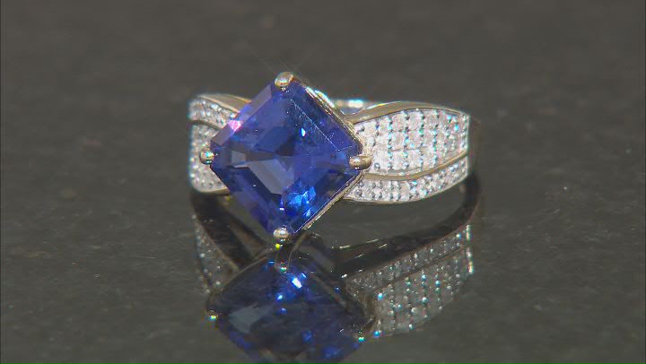 Blue Tanzanite With White Diamond 14k Yellow Gold Ring 3.06ctw Video Thumbnail