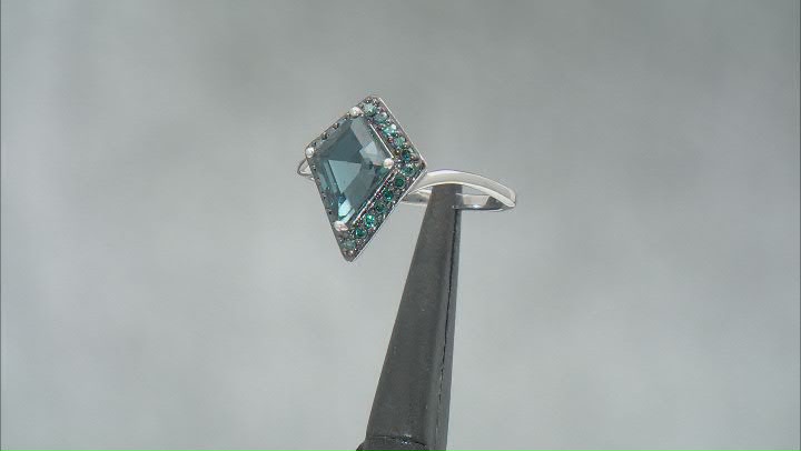 Kite London Blue Topaz With Blue Diamonds 10k White Gold Ring 2.24ctw Video Thumbnail