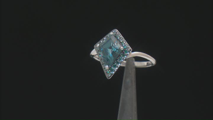 Kite London Blue Topaz With Blue Diamonds 10k White Gold Ring 2.24ctw Video Thumbnail