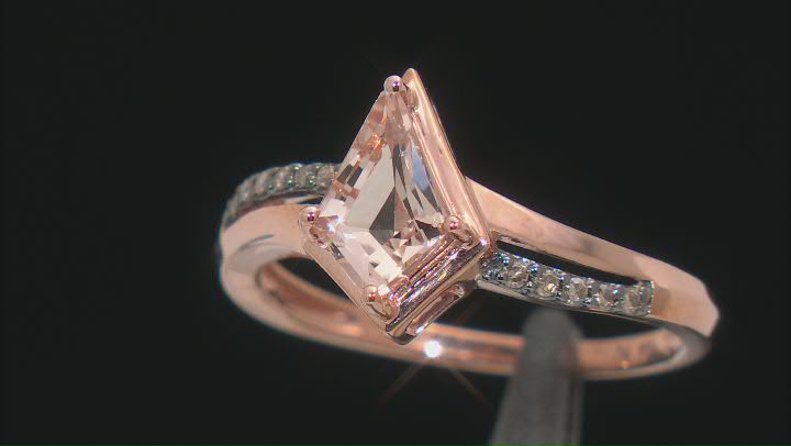 Pink Kite Morganite With Champagne Diamonds 10k Rose Gold Ring 0.94ct Video Thumbnail